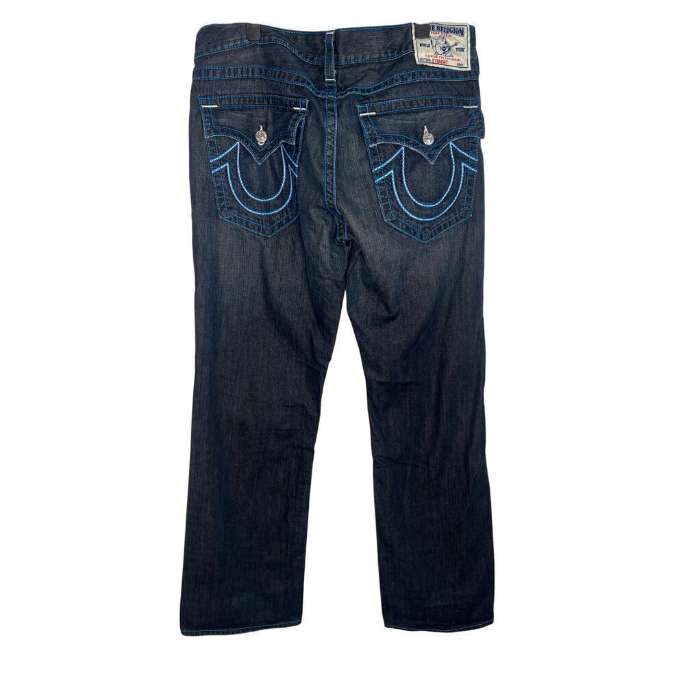 True Religion Vintage Y2K Made in USA Distressed Denim Straight Leg Jeans Sz 38